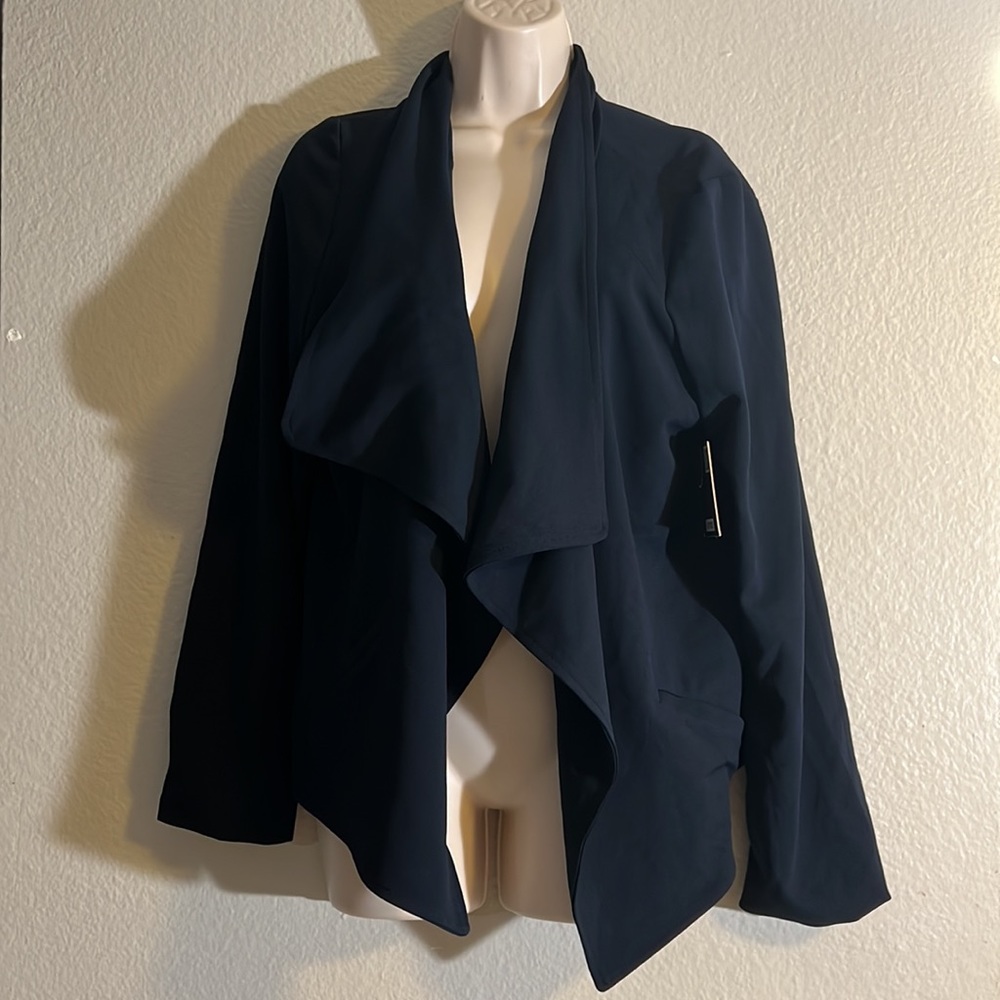 BBJ Los Angeles Navy Blue open Draped Blazer NWT
